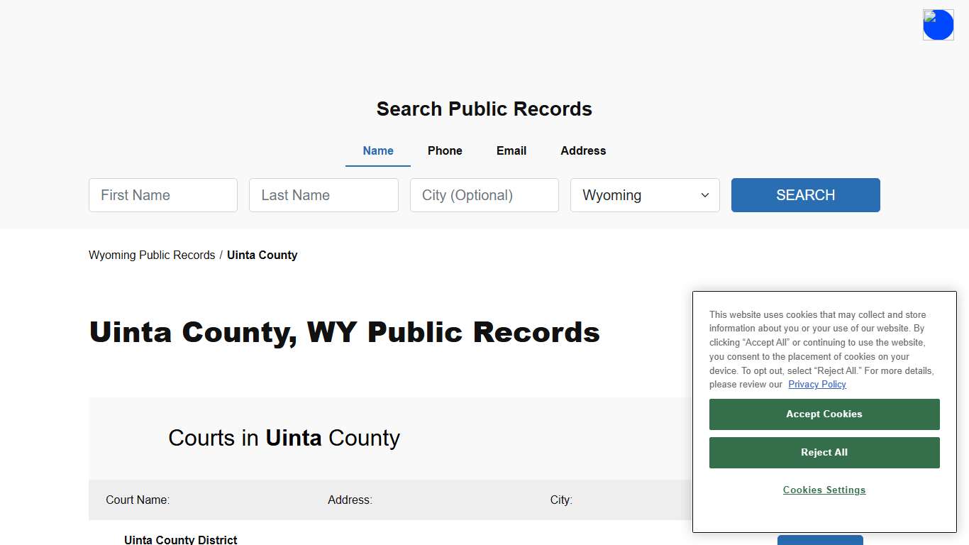 Uinta County, WY Public Court, Arrest and Inmate Records - ThePublicIndex